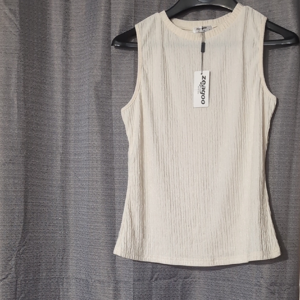 Zeagoo Cream Textured Tank Top